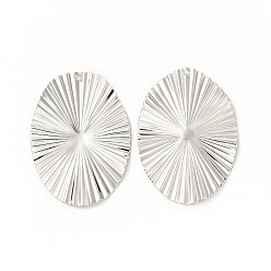 Нержавеющая Сталь Цвет Не тускнеющие 304 подвески из нержавеющей стали, овальные амулеты, цвет нержавеющей стали, 40x28x2 мм, отверстие : 1.6 мм