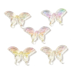 Clear UV Plating Transparent Acrylic Beads, Butterfly, Clear, 21x32x4mm, Hole: 1.6mm