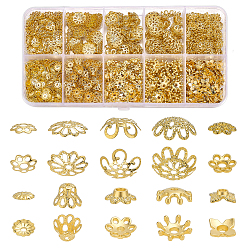 Золотой 10 колпачки из сплава, железа и латуни, цветок, золотые, 5~10x1.5~4.5 мм, отверстие : 1~1.5 мм