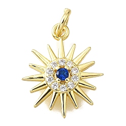 Настоящее золото 18K Латунные микро проложить кубического циркония прелести, солнечные чары, без свинца и без кадмия, стойки покрытие, долговечный, с целью перехода в кольце, реальный 18 k позолоченный, 13.5x11.5x2.5 мм, отверстие : 2.4 мм