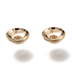 Настоящее золото 24K Латунные бусины колпачок, долговечный, безлепестковый, реальный 24 k позолоченный, 6x2 мм, отверстие : 1 мм