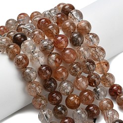 Rutilated Кварц Нити бусин из рутилированного кварца из натурального черного золота, круглые, 10~11 мм, отверстие : 0.8 мм, около 38 шт / нитка, 15.63 дюйм (39.7 см)