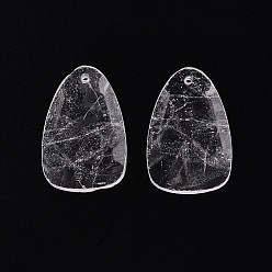 Quartz Crystal Natural Quartz Crystal Pendants, Rock Crystal Teardrop Charms, Faceted, 32~33x20~21x3.5~4mm, Hole: 1.6~1.8mm