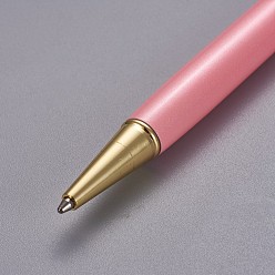 Pink Creative Empty Tube Ballpoint Pens, with Black Ink Pen Refill Inside, for DIY Glitter Epoxy Resin Crystal Ballpoint Pen Herbarium Pen Making, Golden, Pink, 140x10mm