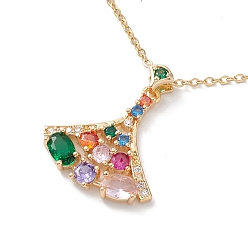 Fan Красочное ожерелье с подвеской из кубического циркония, золотые украшения 304 из нержавеющей стали для женщин, вентилятор, 16.14 дюйм (41 см)