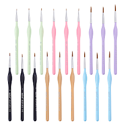 Mixed Color 18Pcs Plastic Micro Detail Paint Brush, with Wool & Nylon Brush Head, for Painting Clay Tool, Mixed Color, 180~195x11x10mm