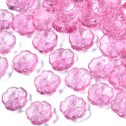 Ярко-Розовый Прозрачные брызги, окрашенные распылением, цветок, ярко-розовый, 15x15x6 мм, отверстие : 1.2 мм