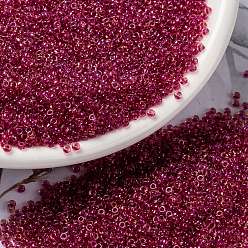 (RR363) Light Cranberry Lined Topaz Luster MIYUKI Round Rocailles Beads, Japanese Seed Beads, 15/0, (RR363) Light Cranberry Lined Topaz Luster, 1.5mm, Hole: 0.7mm, about 250000pcs/pound