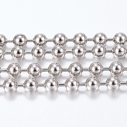 Stainless Steel Color Tarnish Resistant 304 Stainless Steel Ball Chains, with Spool, Round, Stainless Steel Color, 2.5mm, about 32.8 Feet(10m)/roll