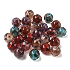 Mixed Color Acrylic European Beads, Large Hole Beads, Round with Leopard Print, Mixed Color, 16x15mm, Hole: 4mm