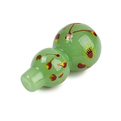 Светло-зеленый Бусины лэмпворк , Горлянка, светло-зеленый, 39.5~40x21~22 мм, отверстие : 1.6~3 мм