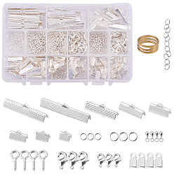 Серебро Железа концы тесемки, Карабин-лобстеры, латунные, серебряные, 16.5x10.8x3 см