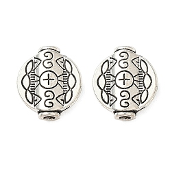 Античное Серебро Сплавочные овальные бусины тибетского стиля , без кадмия и без свинца, овальные, античное серебро, 18x15.5x5.5 мм, отверстие : 2.5 мм, Около 304 шт / 1000 г