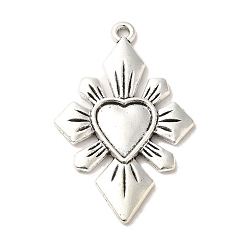 Античное Серебро Сплавочные подвески тибетского стиля, без кадмия и без свинца, святое сердце, античное серебро, 40x25.5x2.5 мм, отверстие : 1.8 мм, Около 235 шт / 1000 г