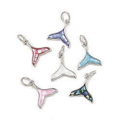 Платина Подвески из латуни и ракушек с покрытием стойки, рыбий хвост, с эмалью, долговечный, без кадмия и без свинца, с целью перехода в кольце, платина, 11.5x10.5x2.5 мм, отверстие : 3.4 мм