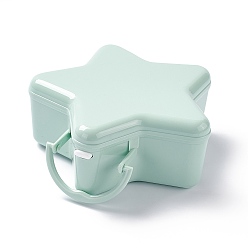 Medium Aquamarine PP Plastic Multipurpose Portable Storage Box, for Sewing Box, Tool Box, First Aid Kit, Craft Supplies Organizer Case, with Latching Lid & Handle, Star, Medium Aquamarine, 170x170x71mm, Inner Diameter: 130x162mm