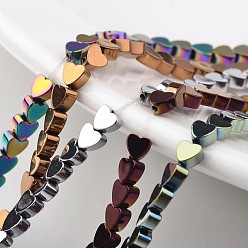 (52) Непрозрачная лаванда Гальванизировать немагнитных синтетический гематит нитей бисера, сердце, разноцветные, 5x6x2 мм, отверстие : 1 мм, около 81 шт / нитка, 15.7 дюйм