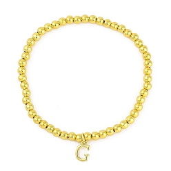Letter G Латунные подвески браслеты, реальный 18 k позолоченный, Буква G, 0.16 дюйм (0.4 см), внутренний диаметр: 2.17 дюйм (5.5 см), Кулон : 10~10.5x2.5~8 мм