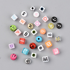 Mixed Color Mixed Style Acrylic Beads, Mixed Shaped, Mixed Color, 6~8x6~8x3.5~7mm, Hole: 1.5~4mm, 2800pcs/500g