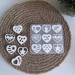 Белый Тема дня святого валентина diy кулон силиконовые формы, формы для литья смолы, для уф-смолы, изготовление изделий из эпоксидной смолы, сердце, белые, 95x105x5 мм, отверстие : 1.8 мм, внутренний диаметр: 27x31 мм