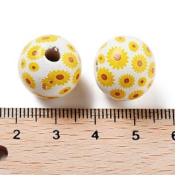 Or Bois perles européennes, Perles avec un grand trou   , fleur, or, 15.5~16x14.5mm, Trou: 4mm