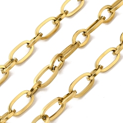 Золотой 304 кабельные цепи из нержавеющей стали, несварные, с катушкой, ионное покрытие (ip), золотые, 9.5x5x1 мм