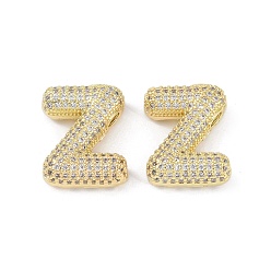 Letter Z Латунные микропаве прозрачные подвески с фианитом, без кадмия, без никеля и без свинца, Письмо Z, 26x26.5x7 мм, отверстие : 3.5x2 мм
