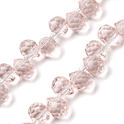 Лавандовый румянец Прозрачные стеклянные бусины, слезинки, Топ пробуренной, граненые, лавандовый румянец, 10.5x8 мм, отверстие : 1.2 мм, около 95~100 шт / нитка, 61~62 см