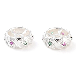 Посеребрённый Латунные микропаве из прозрачного кубического циркония, без кадмия, без никеля и без свинца, плоско-круглые, 925 серебро покрытием, 9x3.5 мм, отверстие : 1 мм