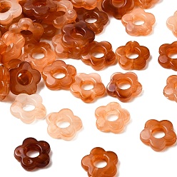 Седло Коричневый Прозрачные акриловые бусины, цветок, два тона, седло коричневый, 14x14.5x4 мм, отверстие : 1.6 мм, Около 1000 шт / 500 г