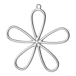 Нержавеющая Сталь Цвет 304 подвески из нержавеющей стали, полый цветочный шарм, цвет нержавеющей стали, 41x40 мм