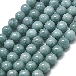 Светлый Морско-зеленый Натуральный Malaysia нефритовые бусы пряди, окрашенная и подогревом, круглые, светло-зеленый, 8~8.5 мм, отверстие : 1.2 мм, около 48 шт / нитка, 14.96 дюйм (38 см)
