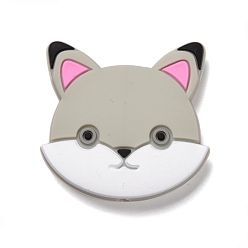 Темно-Серый Силиконовые фокусные шарики, кошка, темно-серый, 30x31x9 мм, отверстие : 2.5 мм