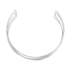 Платина Латунные браслеты-манжеты с покрытием стойки, без свинца и без кадмия, долговечный, платина, внутренний диаметр: 5-7/8 дюйм (15 см) x 5-1/8 дюйм (13 см)