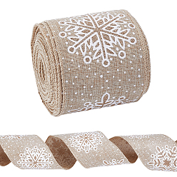 Светло-коричневый 10 ярдов полиэстеровой ленты, имитирующей лён, с железной проволокой, плоский с рисунком снежинки, аксессуары для одежды, загар, 2-1/2 дюйм (63 мм), около 10.00 ярдов (9.14 м) / комплект