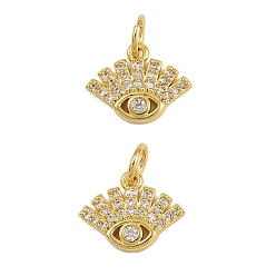 Настоящее золото 18K Латунные микро проложить кубического циркония подвески, Злые чары глаз, стойки покрытие, долговечный, без кадмия и без свинца, с целью перехода в кольце, реальный 18 k позолоченный, 9.5x12x2 мм, отверстие : 3.6 мм
