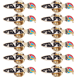 Золотой 12шт. эмалированные застежки для значков из сплава для рюкзака и одежды, чистить, золотые, 30x7 мм