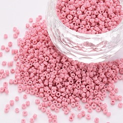 Pink Glaszylinderperlen, Perlen, Backen Farbe, Rundloch, rosa, 1.5~2x1~2 mm, Bohrung: 0.8 mm, ca. 45000 Stk. / Beutel, ungefähr 1Pfund/Beutel