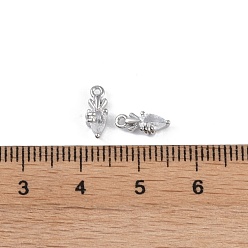 Real Platinum Plated Brass Glass Pendants, Carrot Charms, Real Platinum Plated, 9.5x4x3mm, Hole: 1mm