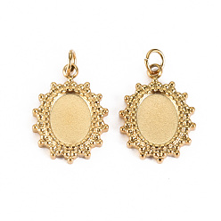 Настоящее золото 14K 304 Настройки кабошон из нержавеющей стали кулон, с прыжковых колец, овальные, реальный 14 k позолоченный, лоток : 8x6 мм, 16x11x2 мм, Перейти кольцо: 3.8x0.5 мм, 2.8 мм внутренним диаметром