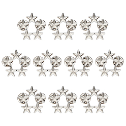 Серебро 10 шт. Звездообразные литые булавки для лацканов одежды рюкзака, серебряные, 29x29 мм