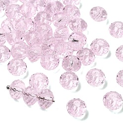 Pink К 9 стекло, имитация Австрийские кристаллические шарики, класс AAA, граненые, рондель, розовые, 8x5.5 мм, отверстие : 0.9~1 мм