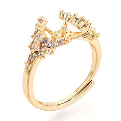 Настоящее золото 18K Закрепка для колец-штифтов из цветочной латуни с микропаве из кубического циркония, регулируемые настройки колец для полупросверленных бусин, без кадмия, без никеля и без свинца, реальный 18 k позолоченный, штифты : 1 мм, 12 мм, американский размер 8 1/2~9 3/4(18.5~19.5мм)