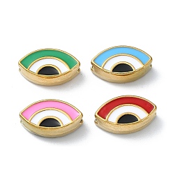 (52) Непрозрачная лаванда Ионное покрытие (IP) 304 шарики из эмали из нержавеющей стали, реальный 18 k позолоченный, злые глаза, разноцветные, 8x13.5x4.5 мм, отверстие : 1.4 мм