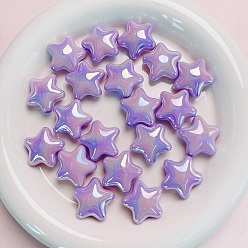 Темная Орхидея Пластиковые бусины с УФ-покрытием, переливающаяся звезда, темные орхидеи, 22x22 мм, отверстие : 2.8 мм