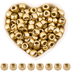 с Золотистым Покрытием 800шт. окрашенные распылением пластиковые бусины, баррель, с золотым покрытием, 9x6 мм, отверстие : 3.8 мм