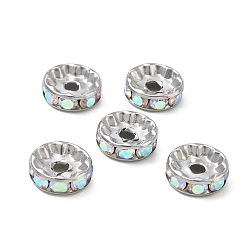 Kristall ab 304 Edelstahl Rhinestone-Spacer Perlen, flache Runde/Scheiben, Edelstahl Farbe, Kristall ab, 10x3 mm, Bohrung: 2 mm