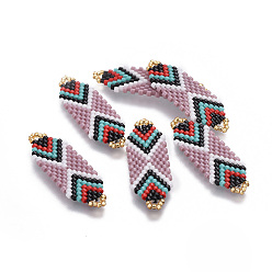 Разноцветный Японский бисер miyuki & toho ручной работы ссылки, Ткацкий станок, красочный, 35~36.5x12.5x2 мм, отверстие : 2x3 мм