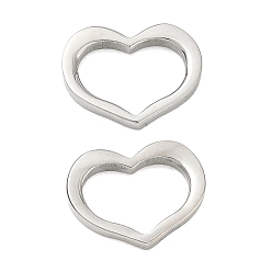 Stainless Steel Color 304 Stainless Steel Linking Rings, Hollow Heart, Stainless Steel Color, 10x12.5x2mm, inner size: 6.5x9.5mm