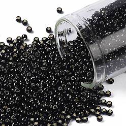 (2210) Silver Lined Jet Black Opaque TOHO Round Seed Beads, Japanese Seed Beads, (2210) Silver Lined Jet Black Opaque, 11/0, 2.2mm, Hole: 0.8mm, about 1110pcs/bottle, 10g/bottle